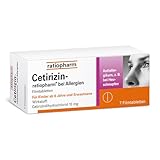 Cetirizin-ratiopharm bei Allergien: Lindert allergische Symptome bei Heuschnupfen, ganzjährigem Schnupfen und Nesselsucht 7 Tabletten