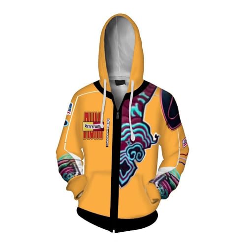 Unisex Graphic Print Yellow with Colorful Design Rumi Cosplay Zip-Up Halloween Hoodie Athletic Sweatshirt