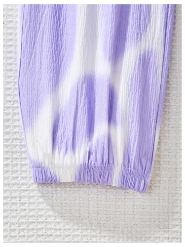 WDIRARA Calça de moletom feminina com cintura elástica e perna larga, estampa tie dye, casual, caime