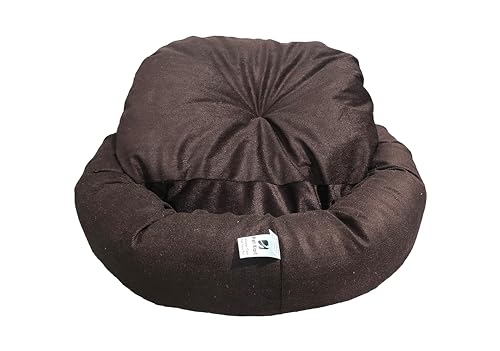 Image of Small Size Dog Bed for Small Size Dogs, Puppies, Kitten and cat Bed Velvet Fabric Color Full Brown Anti Skid Bottom Washable Export Quality Pet Bed