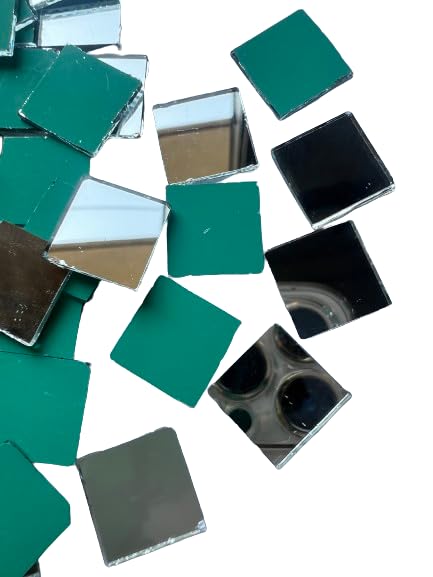 MIRROR GLASS WORLDWIDE Square Shape Silver Mirror Glass Beads for Art and Craft, Embroidery Works and Lippan Art. 13mm,200piece in 100gram.