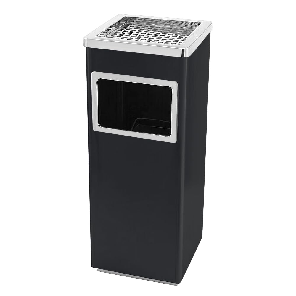 HUOLE Poubelle à Cendrier sur pied en acier inoxydable de qualité supérieure pour restaurant, jardin, pub, club, extérieur et intérieur-30 * 24 * 60cm 48L-noir (1PC)