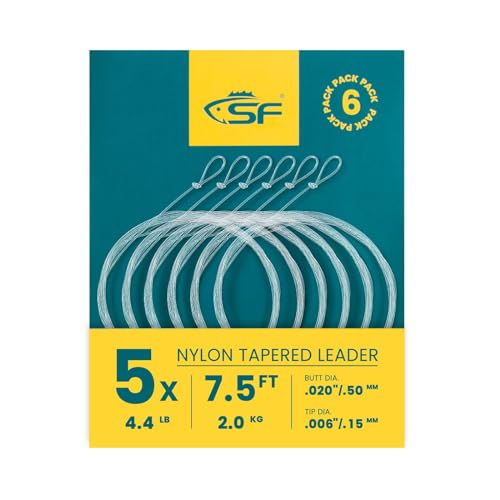 SF Pre-Tied Loop Fly Fishing Tapered Leader Nylon(6 Packs) 7.5ft 9ft 12ft 0X 1X 2X 3X 4X 5X 6X 7X
