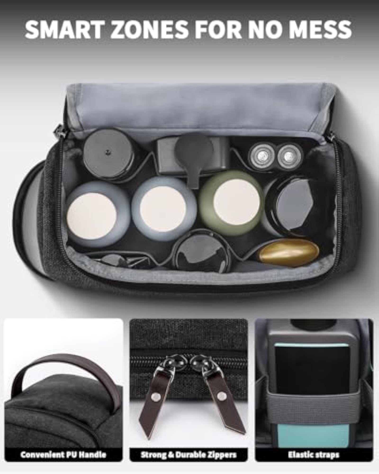 Toiletry Bag for Men, Washed Black, M, Travel
