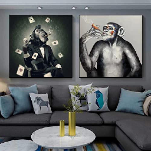 Peinture singe et gorille abstrait fumer pour sublimer votre décoration de salon contemporain