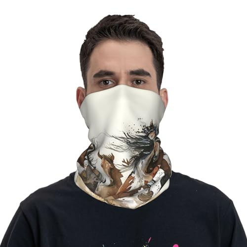 Runing horses western art watercolor Cuello Balaclava Bandana para mujeres y hombres para motocicleta ciclismo esquí fiesta miniatura 2