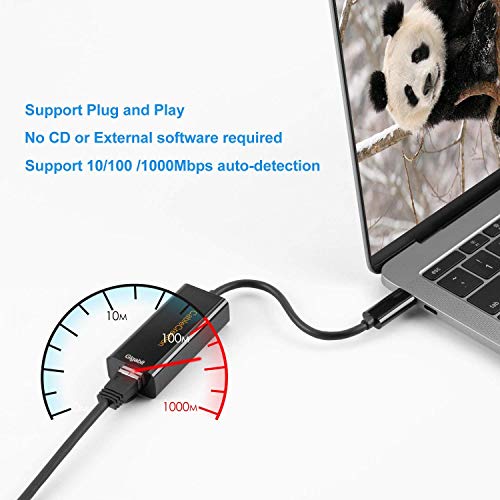 Adaptador CableCreation USB C para Ethernet, adaptador de rede portátil em alumínio RJ45 para USB C