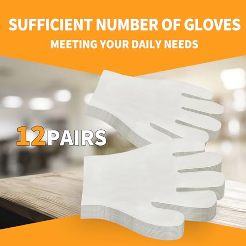 DZSEE White Cotton Gloves for Dry Hands, Moisturizing Eczema Relief, Breathable Thin Glove Liners for Women & Men, Stretchable Cloth Gloves for Serving, Inspection, SPA