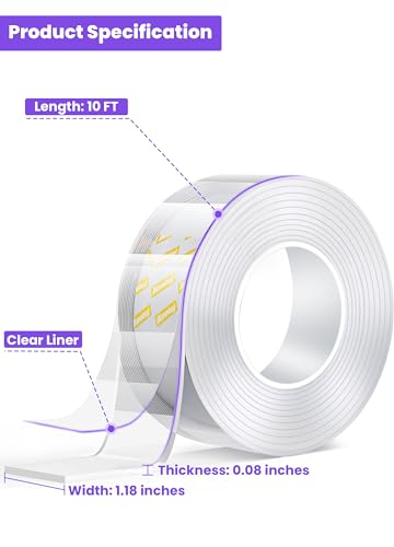 IKeelsy Extra Strapazierfähiges Nano-doppelseitiges klebeband extra stark, spurloses multifunktionales Klebeband für Dekoration vom Zuhause und Büro (3 m x 3 cm)