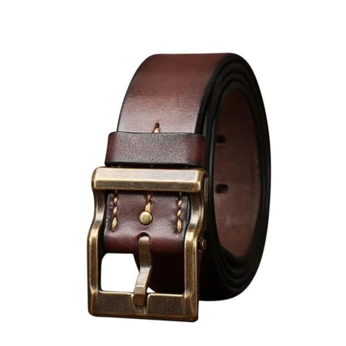 Thick Cowhide Leather Belt for Men, Copper Pin Buckle, Retro Vintage Designer Belt2