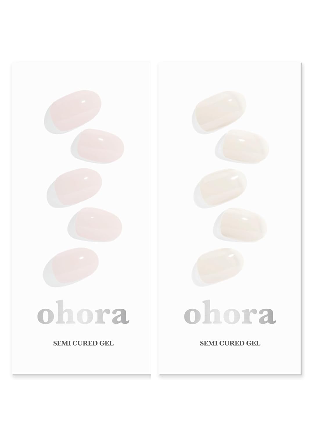 ohora Semi Cured Gel Nail Set of 2 (N Cream Light & N Cream Cotton) - Professional Salon-Quality Nail Care