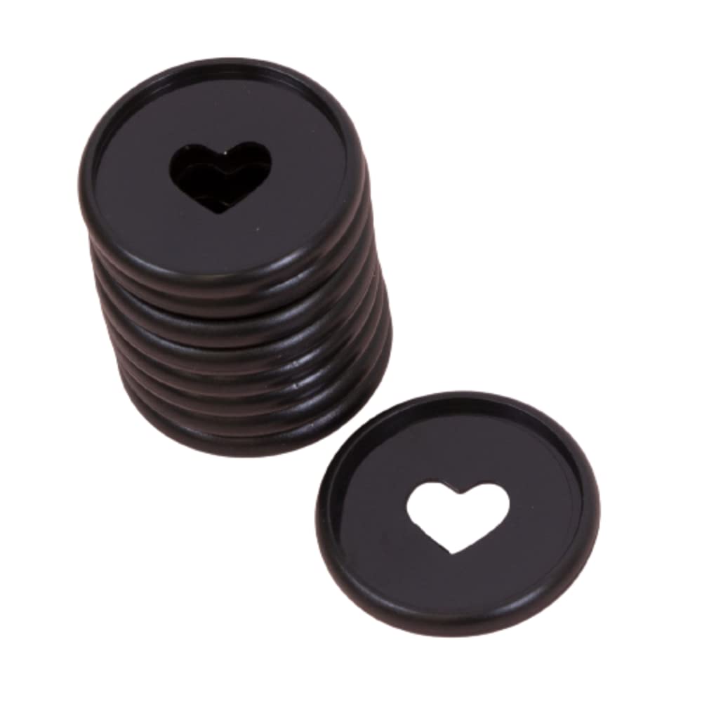 Craftelier - Plastic Disc Rings M with Die Cut Heart for Binding Planners or Albums | Ideal for Scrapbooking and Other Crafts | Pack of 9 pcs 35 mm Diameter - Colour Black