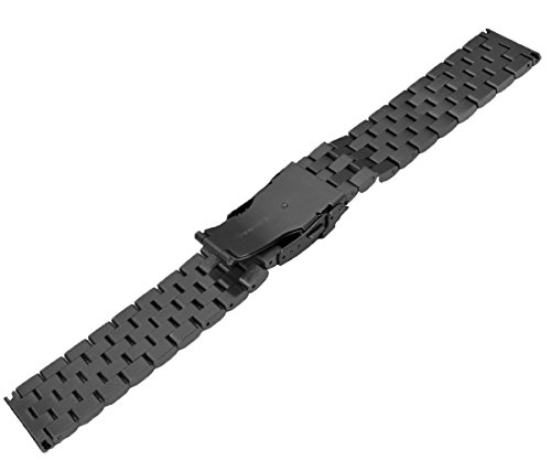Image of Brushed Metal Watch Bands for Men Women Solid Stainless Steel Watch Band 18 /20 /22 /24 /26mm Watch Bracelet Strap Deployment Double Lock Deployment Buckle Black Silver Blue Gold