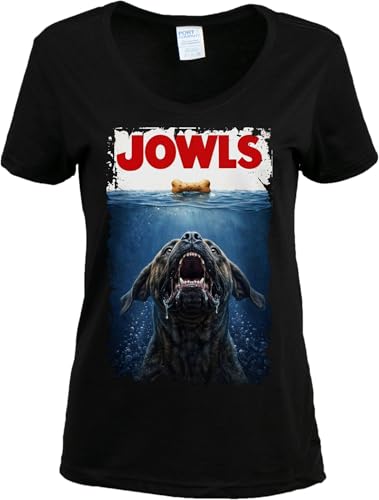 Bullmastif Brindle Jowls Funny Dog Mom T-Shirt - Bullie Mastiff Dog Owner Humor Joke Gift Novelty Tee Shirt for Women - (Vneck,M)