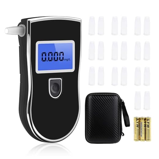 Aranknew Etilometro Portatile Certificato, Alcol Test Professionale con Display LCD Digitale, Incluir 20 Boccagli e 3 x batterie AAA, Sensore Semiconduttore