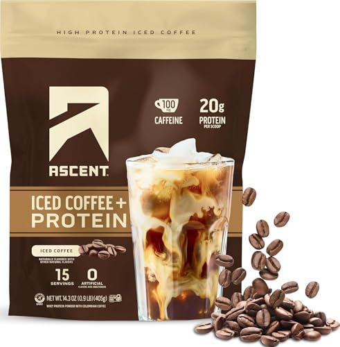 Ascent Iced Coffee Protein Powder - High Protein Coffee Powder,