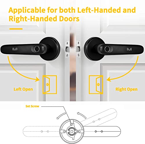 Fingerprint Door Lock,Keyless Entry Door Lock With Handle,Smart Door Lock,Biometric Smart Door Knob For Home Apartments Office Hotel Bedroom,Black (Zinc) #TOP5