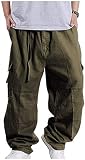 CYSTYLE Herren Hip Hop Hose Cargohosen Hipster Style Baggy Rap Straight Leg Loose Fit (Armeegrün, M)