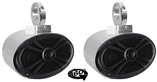 Rockville (2) 6x9 1000w 360 Degree Swivel Chrome Wakeboard Tower Speakers