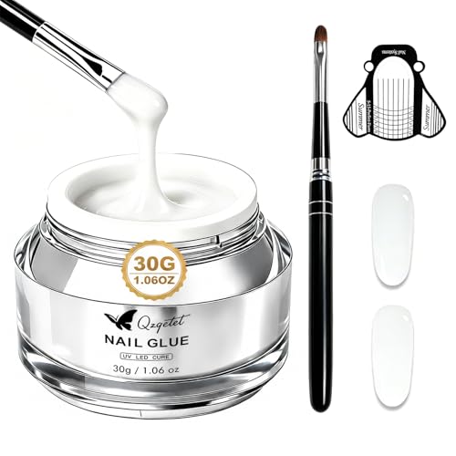 Builder Gel for Nails, 30g White Sculpting Gel with Brush &amp; 20 Forms, HEMA-Free Hard Builder for Extensions, Apex Building &amp; Strengthening, UV/LED Cure