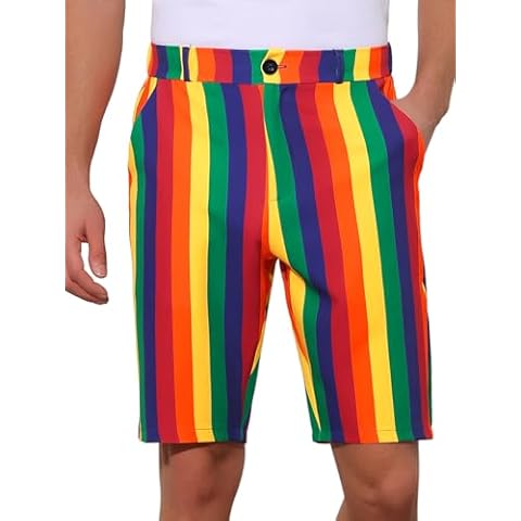 Lars Amadeus Rainbow Striped Summer Shorts Cover