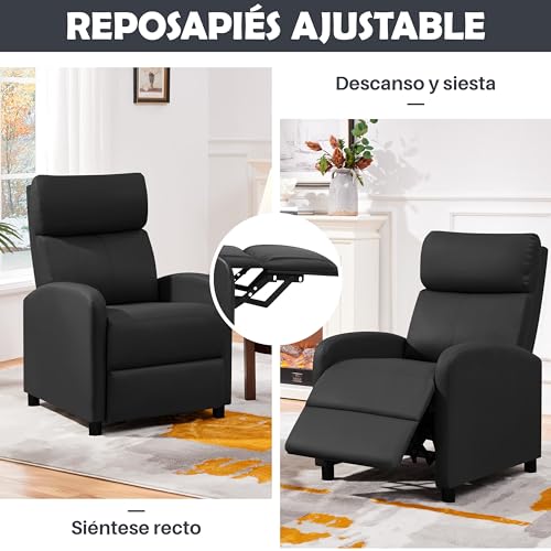 Miniatura 8 de Yaheetech Sillón De Masaje Sillon Relax Sofá Ajustable Butaca De Relajación Silla Con Función Reclinable Para Salón Sala De Estar Negro