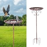 Small Metal Bird Bath for Outside, 10" Dia Bowl Bird Baths Feeder Bowl for Outdoors, Vintage Birdbaths Standing for Garden Patio Yard Lawn Decor (Bronze)