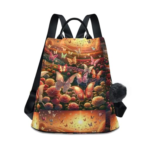 Sac à dos papillons diamant anti-pickpocket avec multiples poches de rangement