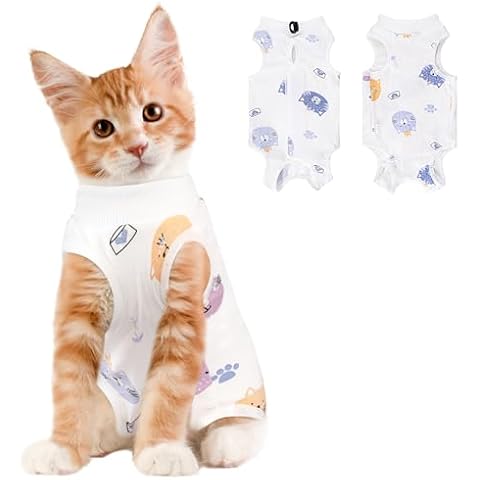 Cat Recovery Suit Female, Breathable Cat Onesie for Cats After Surgery Female for Abdominal Wounds or Skin Diseases, Cat Surgery Recovery Suit Kitten Onesie After Spay Wear Anti Licking Cover