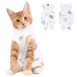 Cat Recovery Suit Female, Breathable Cat Onesie After Surgery Female for Abdominal Wounds or Skin Diseases, Surgery Recovery Suit Kitten Onesie After Spay Wear Anti Licking
