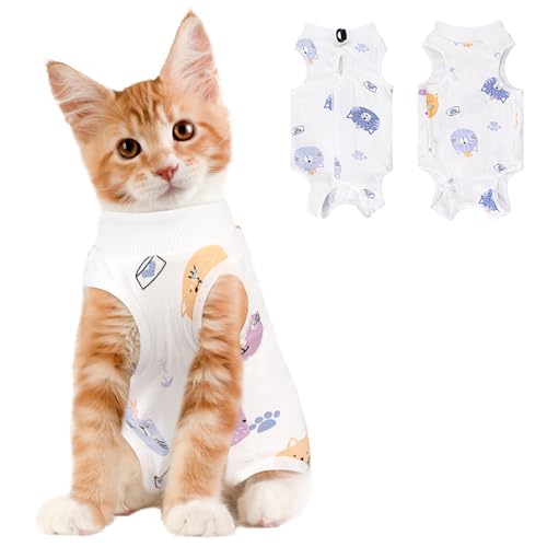 Cat Recovery Suit Female, Breathable Cat Onesie After Surgery Female for Abdominal Wounds or Skin Diseases, Surgery Recovery Suit Kitten Onesie After Spay Wear Anti Licking