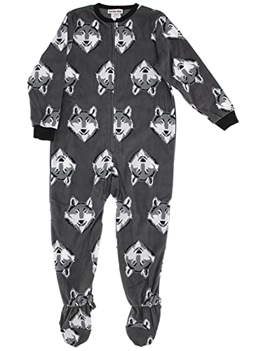 Komar Kids Boys Charcoal Gray Wolf Fleece Blanket Sleeper Footed Pajamas 8 Komar Kids Boys Charcoal Gray Wolf Fleece Blanket Sleeper Footed Pajamas 8