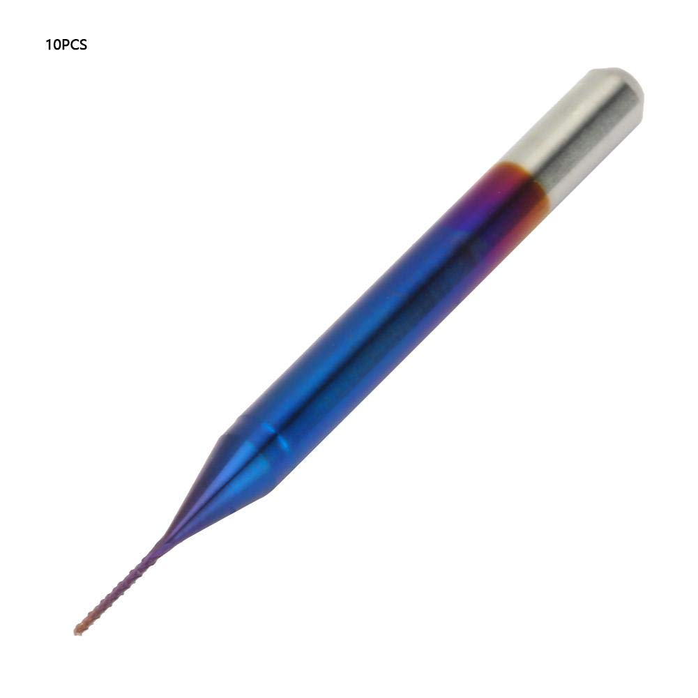 10 stücke Wolframfräser Blau Beschichtet Spiralfräser Fräsmaschine Cutter Bohrer CNC Fräser Set Werkzeug(0.6mm)