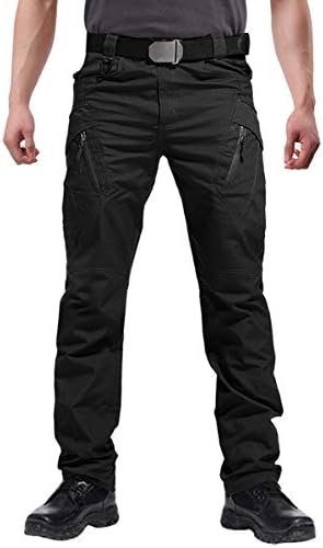 Susclude Men's Outdoor Cargo Work Trousers Military Tactical Pants Ripstop Assault Combat Trousers Hiking Pants Black 32Wx30L