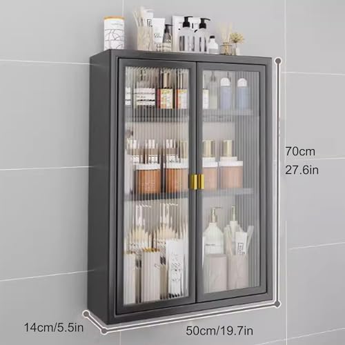 Botiquín de pared con puertas de cristal y estantes para baño 2