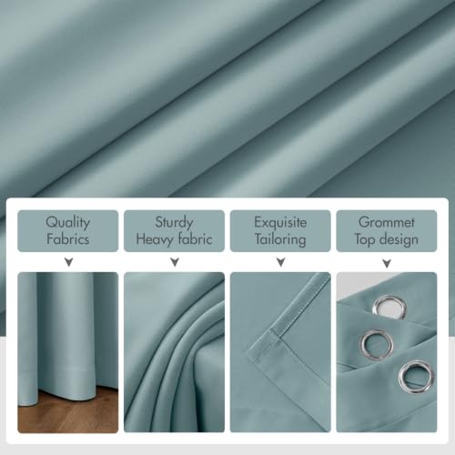 Image of MIULEE Slate Blue Blackout Bedroom Curtains Drapes 96 Inch Long 52 inchx96 inch | Grommet Top, Room Darkening Window Drapes, Privacy Protection, Thermal Insulated, Heat Blocking, Light Blocking