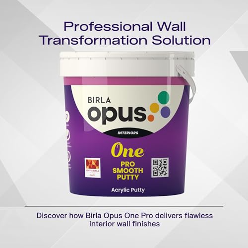 Image of Birla Opus One Pro Smooth Putty for Wall (20kg, White Colour, Matt Finish)-Ultra Smooth Wall Putty with Tough Adhesion-Superior Coverage & Easy Application-Interior, Exterior Walls|Get 10% More Free