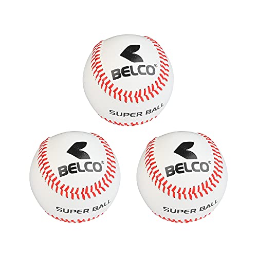 Image of BELCO SPORTS Baseball, Competition Grade Baseball Ball Official Size (Leather Baseball Pack of 3), White