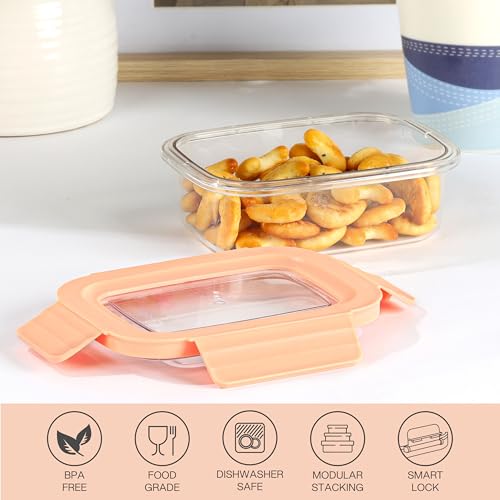Image of CELLO Stylelock Pet Storage Container for Kitchen 620ml Baby Orange | Freezer & Fridge Safe Stackable Airtight Kitchen Storage Container Jar Box Set for Biscuits Bread Coffee Fruits Pasta Flour Spices