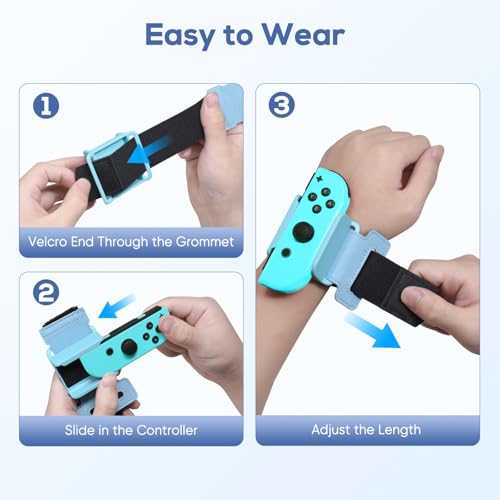 Bracelets pour Nintendo Switch Just Dance lot de 2 sangles Joy-Con réglables vert et bleu