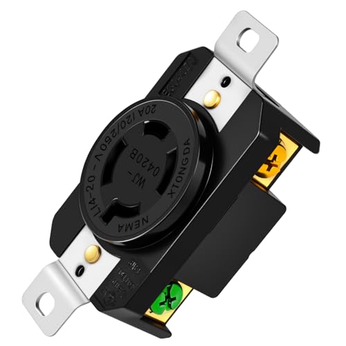 NEMA L14-20R Flush Mounting Locking Receptacle, 20 Amp 125/250V Twist Lock Outlet, 3 Pole 4 Wire Grounding, Heavy Duty Industrial Grade Socket for Generator, Marine, RV, UL Listed (1 Pack)