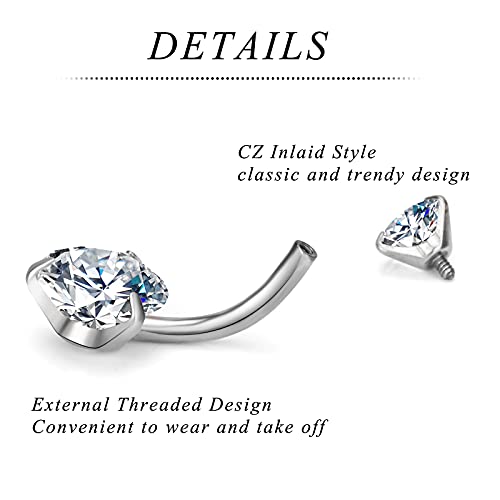 12/15/40Pcs Belly Button Rings 14G Belly Rings for Women CZ Dangle Curved Navel Barbell Body Piercing Jewelry with Gift Box3