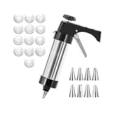 Swanwish Cookie Press Gun Kit - Home & Kitchen Spritz Cookie Maker with 13 Discs + 8 Icing Nozzles for Christmas & Party Baking