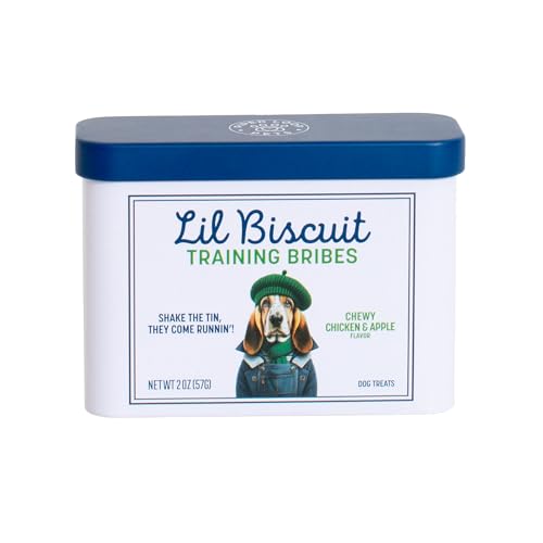 Piper Loop | Lil Biscuit Training Bribes | Pocket Refillable Tin | Chewy | ~20 Treats | Chicken & Apple with Probiotics | 2 oz