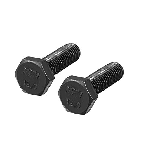 Image of uxcell M10x35mm Hex Head Left Hand Screw Bolts Fastener Carbon Steel Black 2pcs