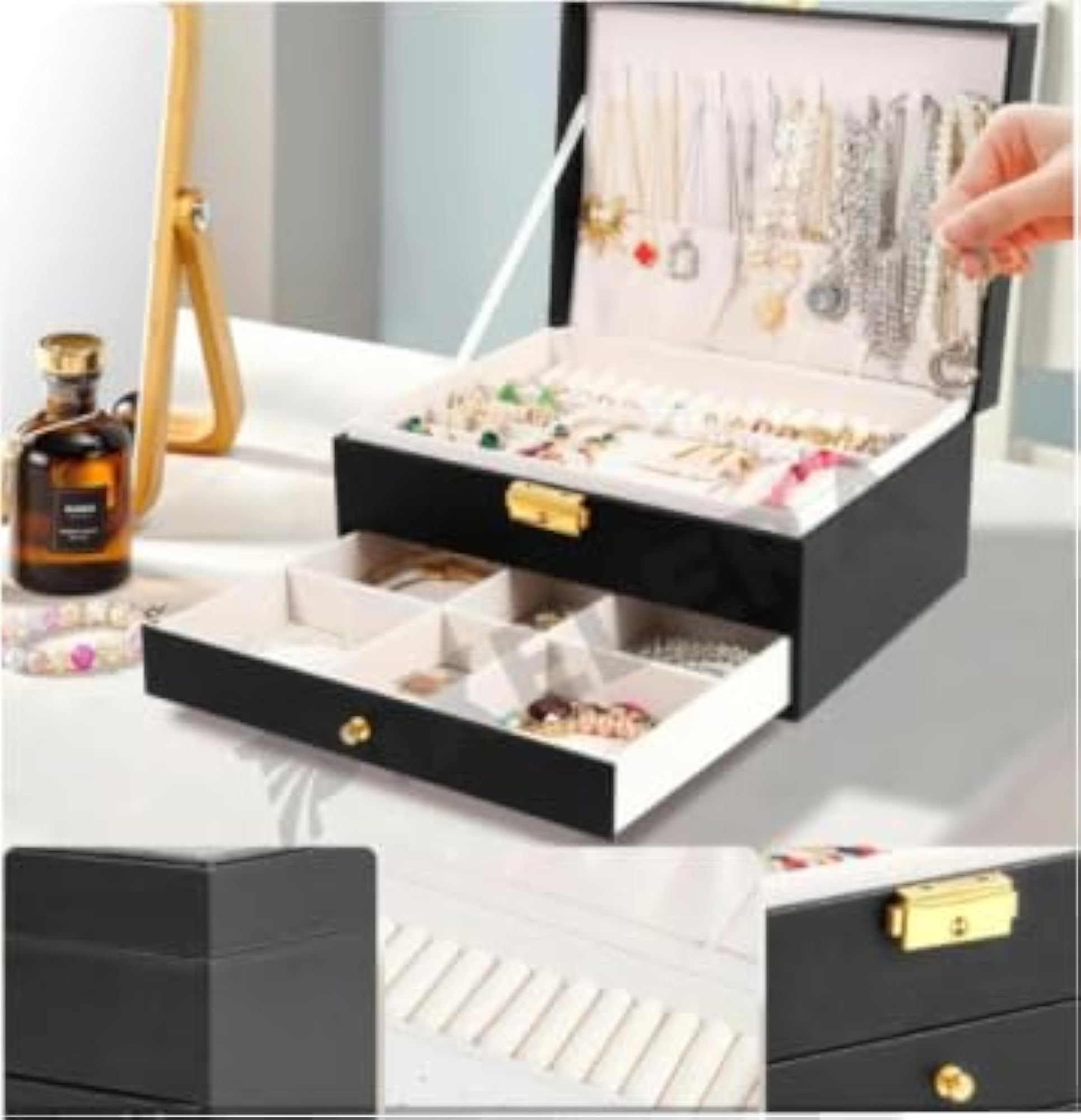 Mini Chex Pattern Jewellery Cosmetic Storage Box