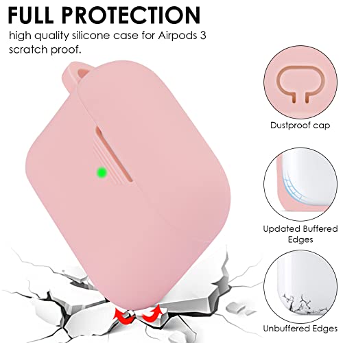 Image of Case for Airpods 3 (2021), Filoto Silicone Airpod 3rd Generation Case Cover with Bracelet Keychain, Cute Protective Case for Apple Air Pod 3 Wireless Charging Case Women(Pink)