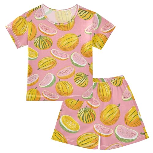 ALAZA Melon Fruit Pajamas Short Sleeve 2 Piece Sleepwear Top and Bottom Pajama Set Unisex