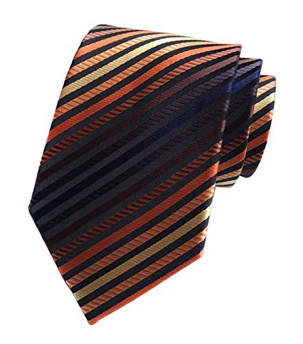 Kihatwin Mens Bronze Black Narrow Stripe Party Ties Elegant Banquet Formal Prom Necktie