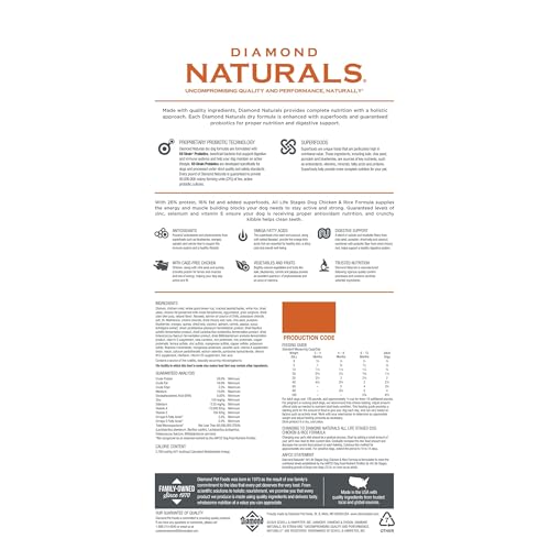 DIAMOND NATURALS Puppy, Adult & Senior Dry Dog Food, Chicken & Rice, 40lb | With Real Cage Free Chicken | Guaranteed Omega Fatty Acids for Skin & Coat Health | Probiotics for Digestive Support - Image 2